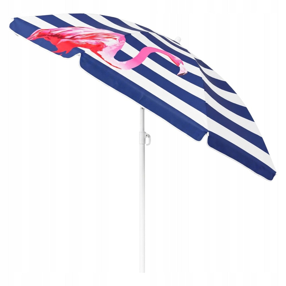 LARGE BEACH UMBRELLA UV+ BALCONY GARDEN BROKEN STRIPES - FLAMINGOS - 180 cm Manufacturer code O-66704