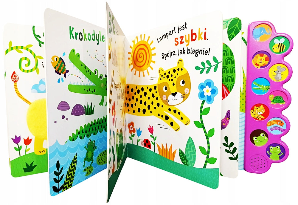 LARGE BEAUTIFUL EDUCATIONAL BOOK TEXTURE COLORS 10 SOUNDS ANIMALS SAFARI Kind educational books