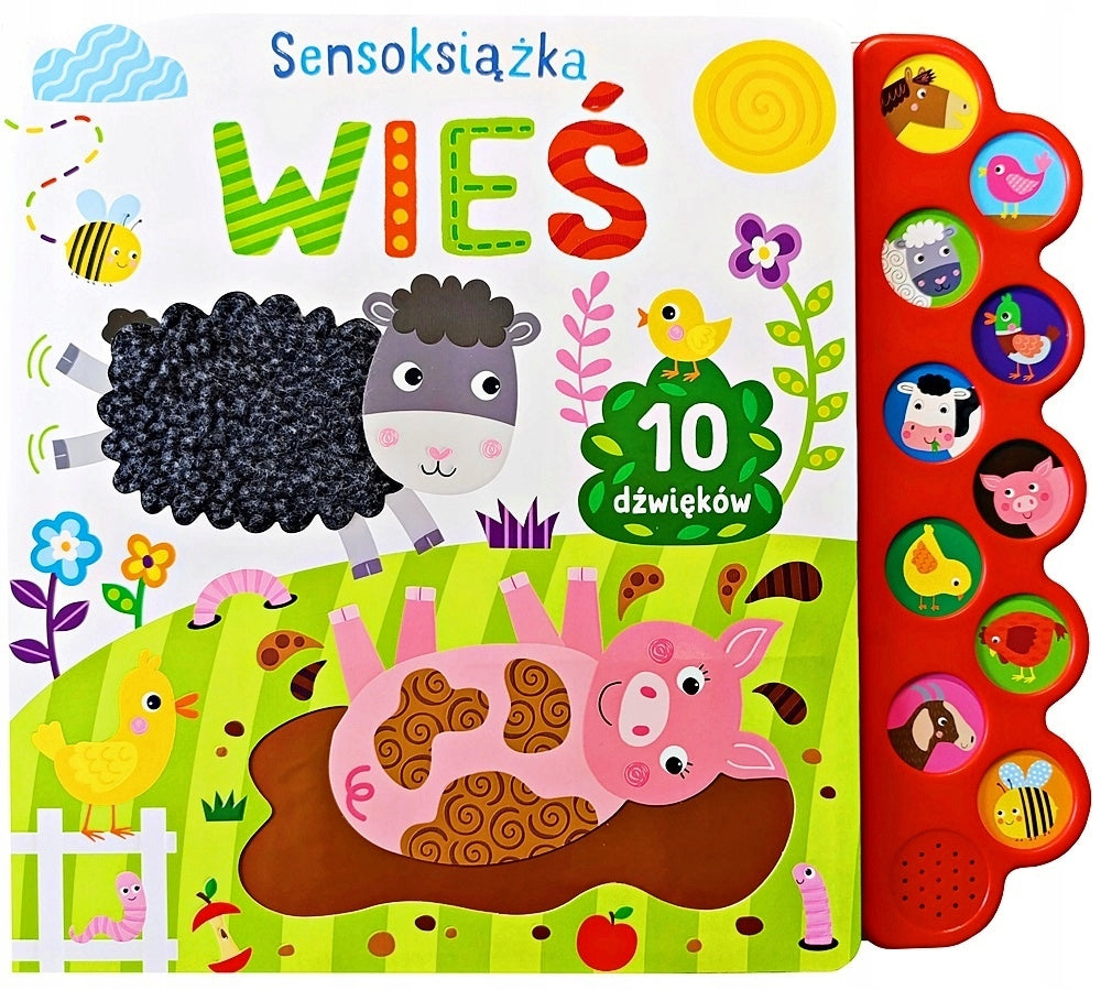 LARGE BEAUTIFUL EDUCATIONAL BOOK TEXTURE COLORS 10 SOUNDS ANIMALS VILLAGE Brand no brand