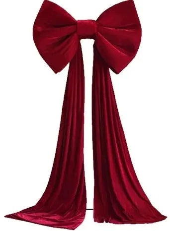 LARGE BOW FOR CHRISTMAS TREE SASH RED BURGUNDY CHRISTMAS 42X120CM