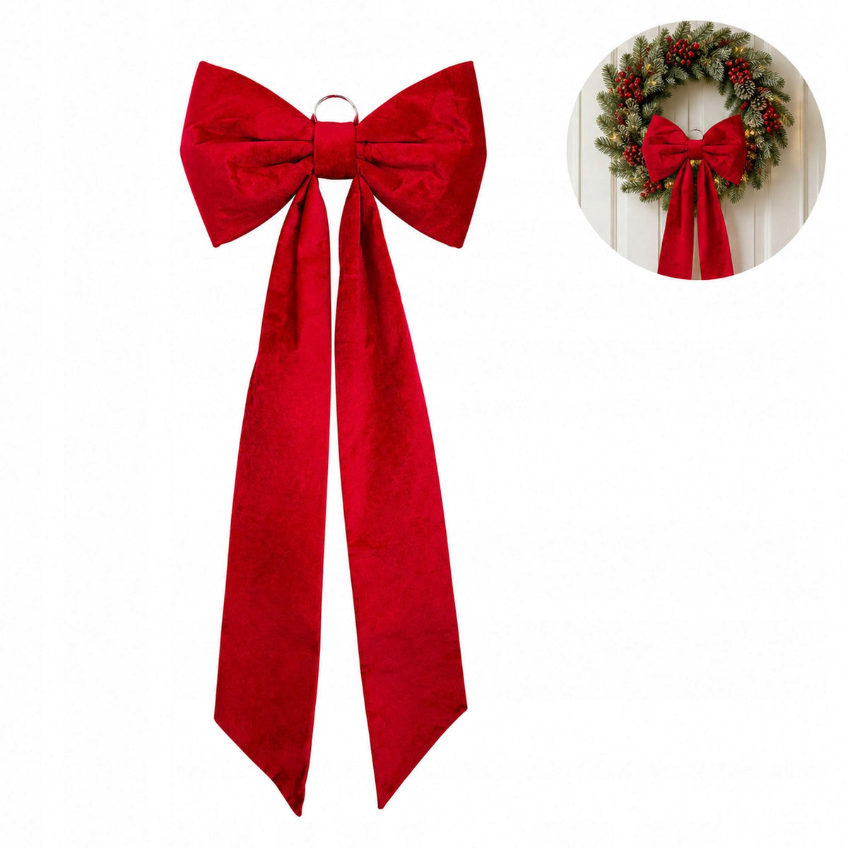 LARGE BOW RED VELOUR 120x50 cm FOR VALENTINE'S DAY WEDDING DOOR CHRISTMAS TREE