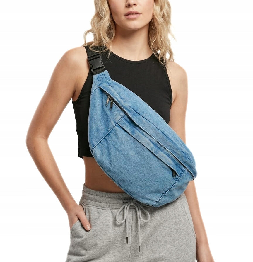 LARGE BUM BAG WOMEN'S SACHET BLUE DENIM ROOMY LIGHTWEIGHT TRAVEL