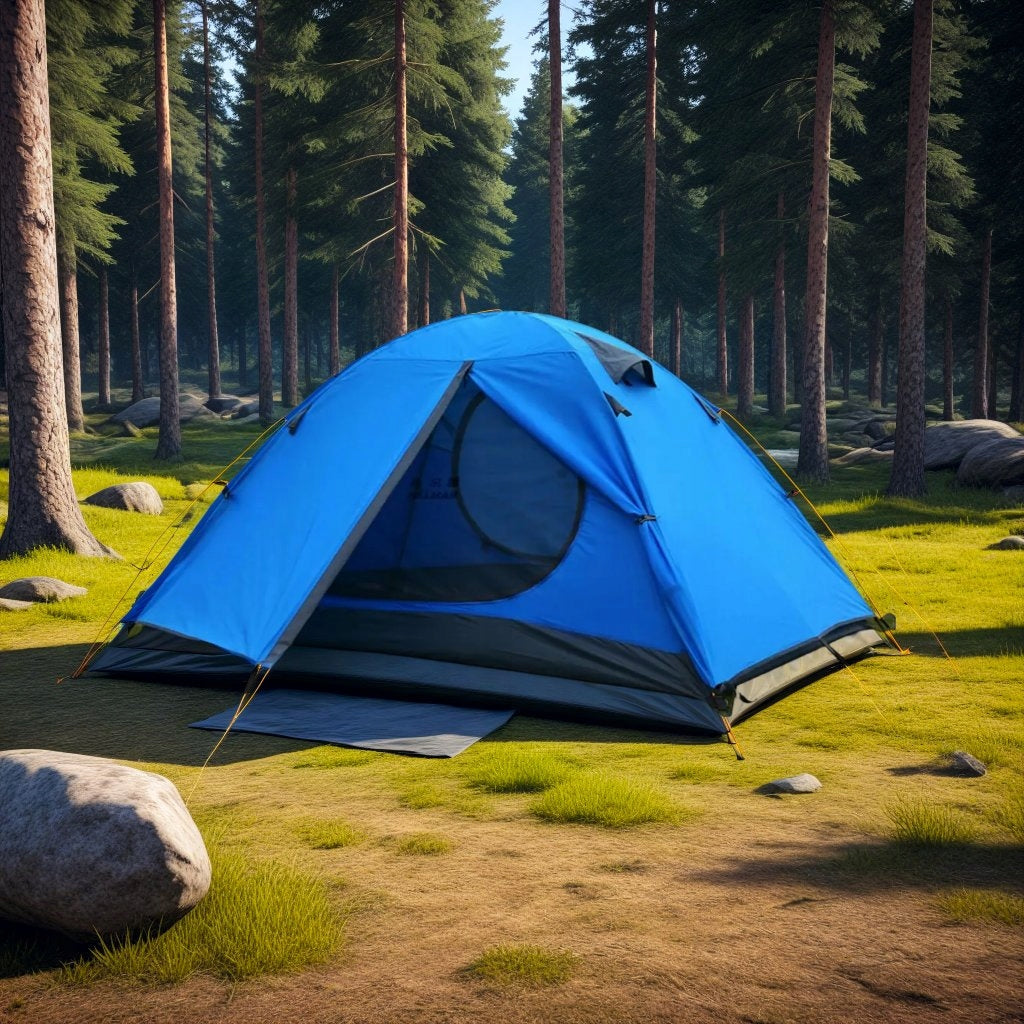 LARGE CAMPING TENT 2 SEATER HIKING WATERPROOF 3000mm + COVER Packaging status original