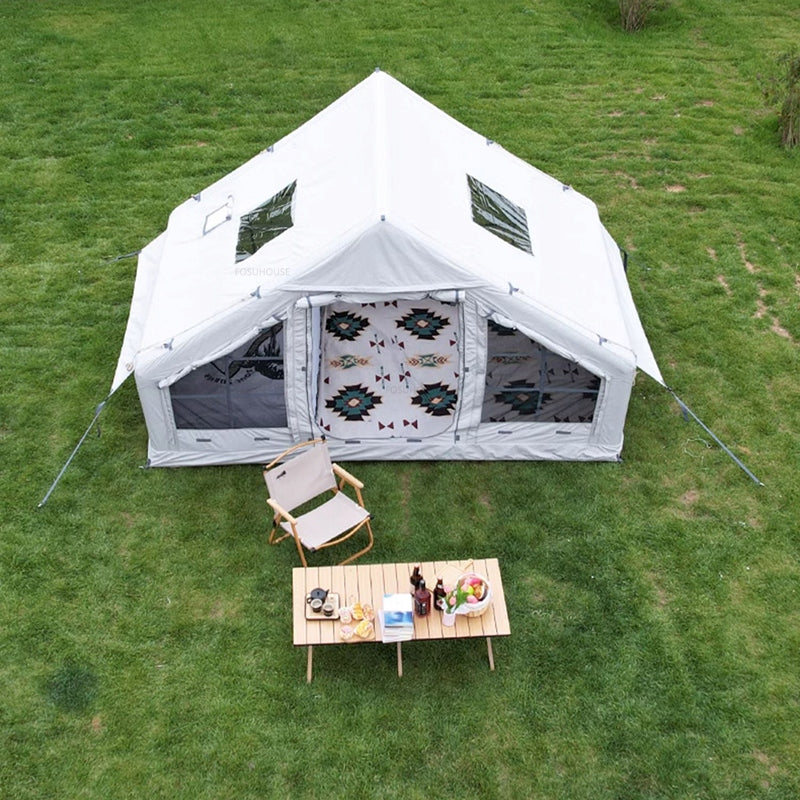 LARGE CAMPING TENT PUMPED 4 PERSON INFLATABLE PUMP 6.4m2 320x200CM Color brown