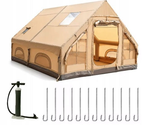 LARGE CAMPING TENT PUMPED 8 PERSON INFLATABLE 12m2 400x300cm+PUMP