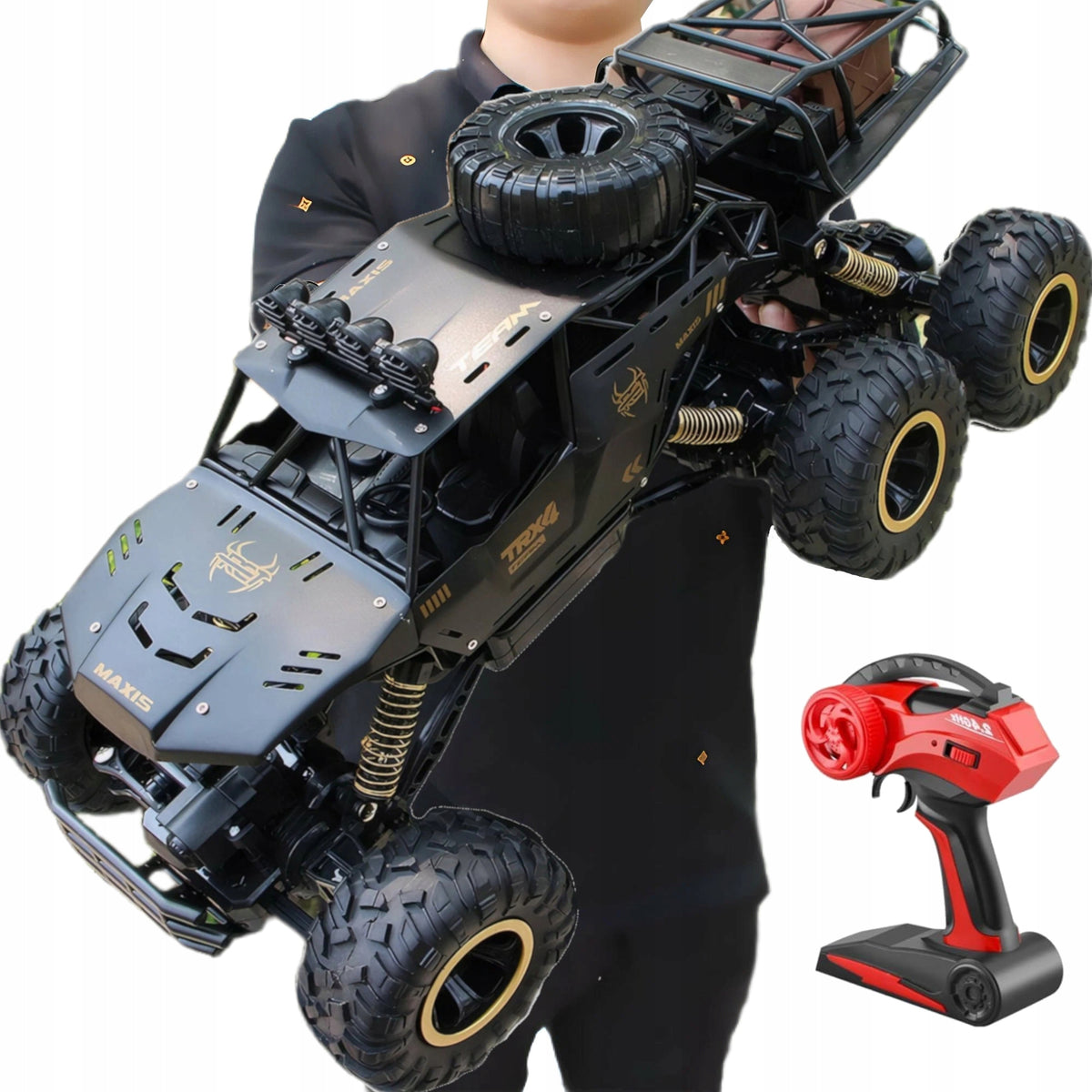 LARGE CAR REMOTE CONTROLLED OFF-ROAD DRIVE 4x4 METAL LED 46cm GIFT