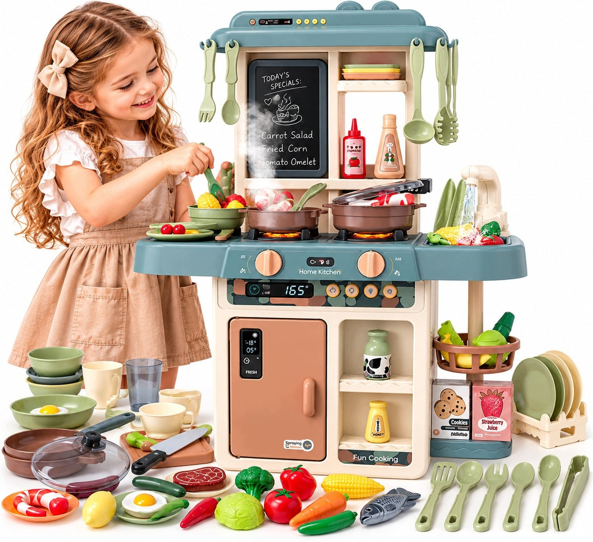 LARGE CHILDREN'S KITCHEN 55 EL STEAM WATER LIGHT SOUNDS XXL Packaging status original