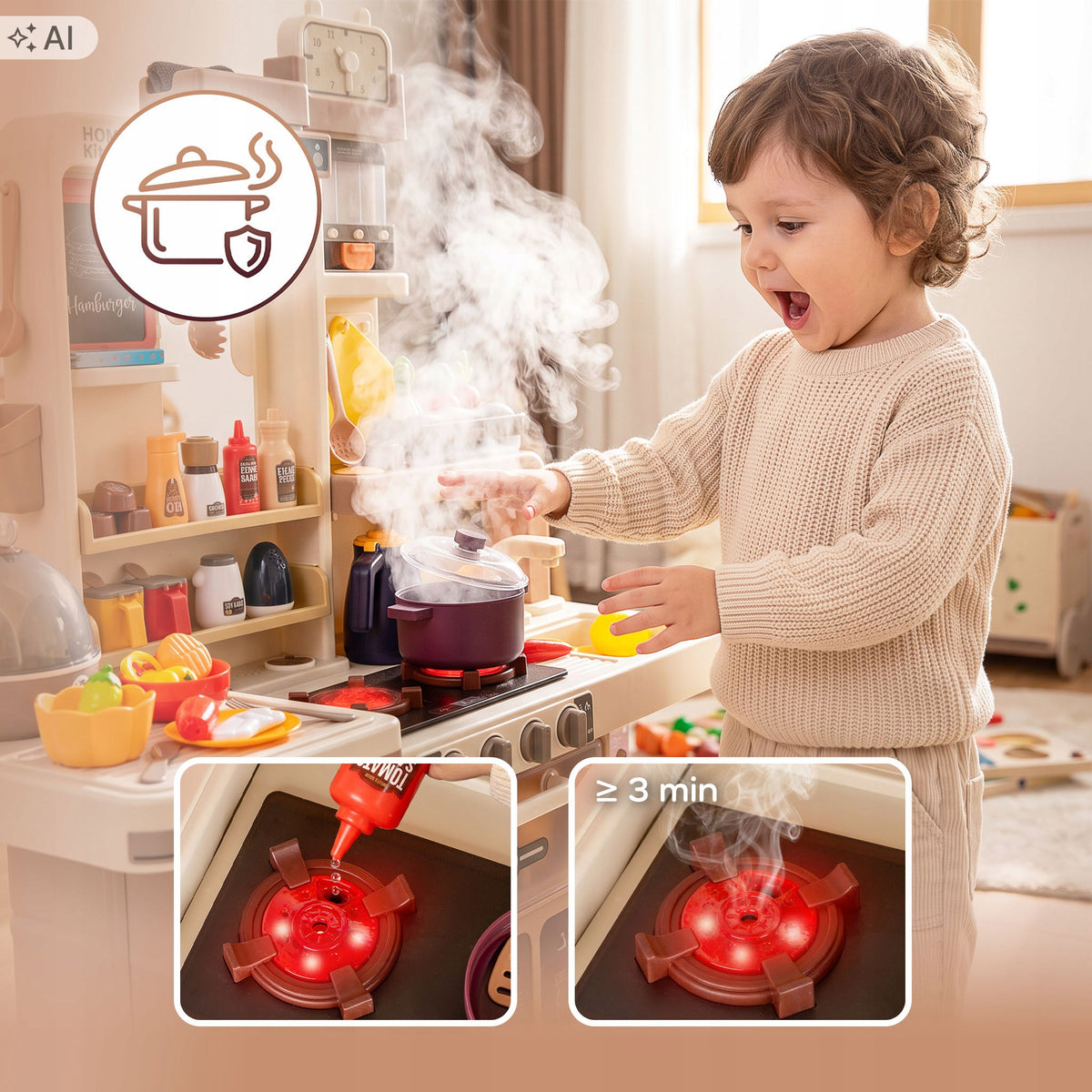 LARGE CHILDREN'S KITCHEN INTERACTIVE LIGHT SOUND WATER COUPLE 88 ACCESSORIES Manufacturer code KP2790