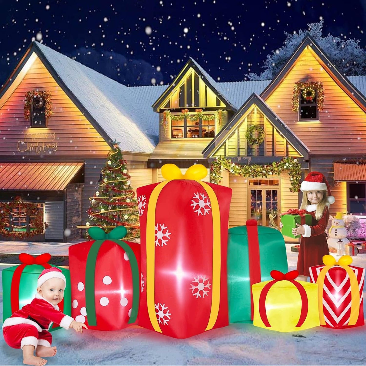 LARGE CHRISTMAS DECORATION FOR GARDEN INFLATABLE GIFTS WITH LED LIGHTS 240 CM Manufacturer code DUŻA DEKORACJA ŚWIĄTECZNA DO OGRODU DMUCHANA