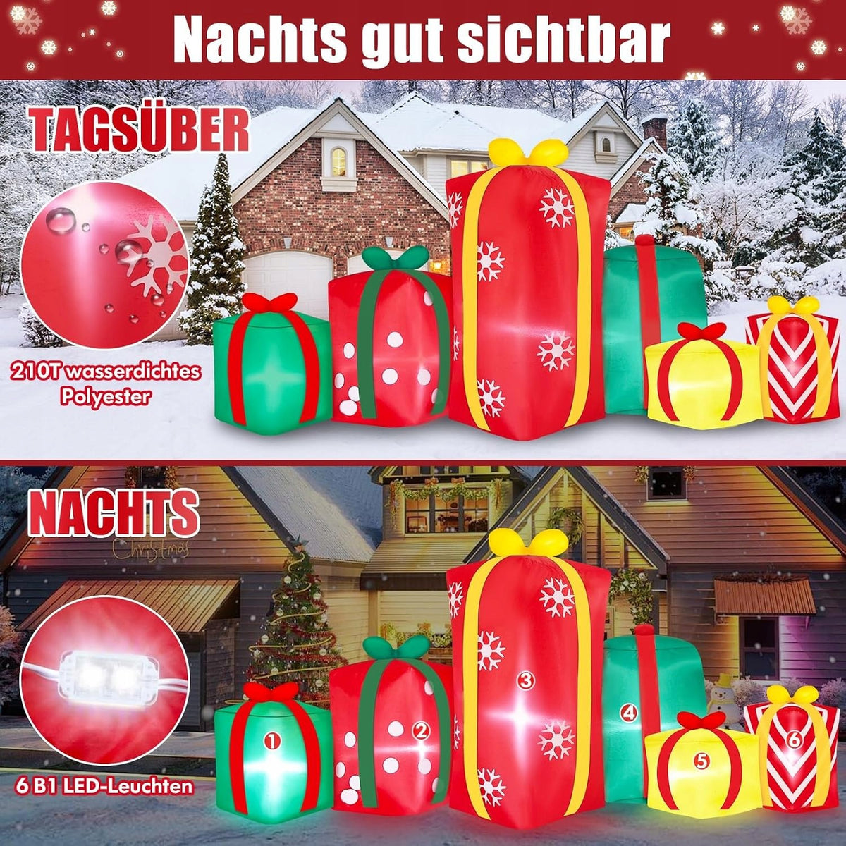 LARGE CHRISTMAS DECORATION FOR GARDEN INFLATABLE GIFTS WITH LED LIGHTS 240 CM Packaging status original