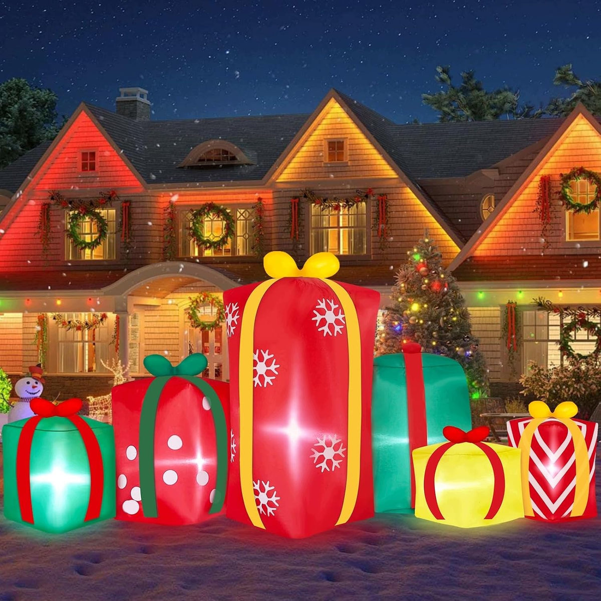 LARGE CHRISTMAS DECORATION FOR GARDEN INFLATABLE GIFTS WITH LED LIGHTS 240 CM