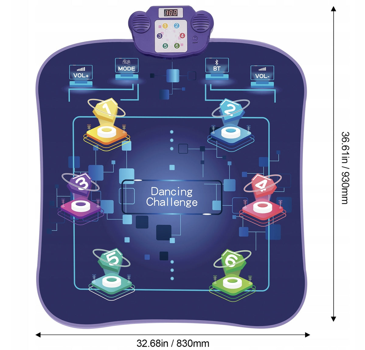 LARGE DANCE MAT FOR CHILDREN MUSICAL BLUETOOTH NON-SLIP LED TOY Packaging status original
