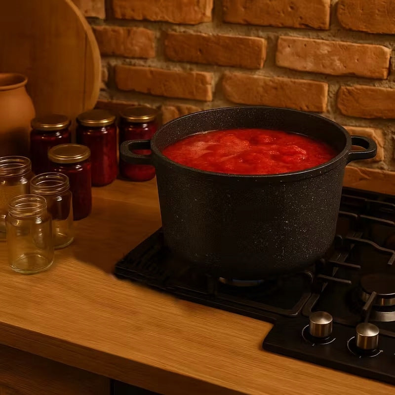 LARGE DEEP MARBLE POT WITH LID FOR BROTH HIGH XXL 28cm / 10L Manufacturer code 1934