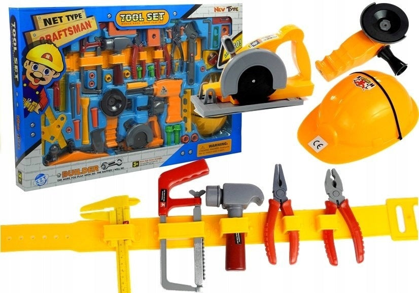 LARGE DIY KIT WORKSHOP TOOLS HELMET BELT FOR CHILDREN 55 EL. Brand LEAN Toys