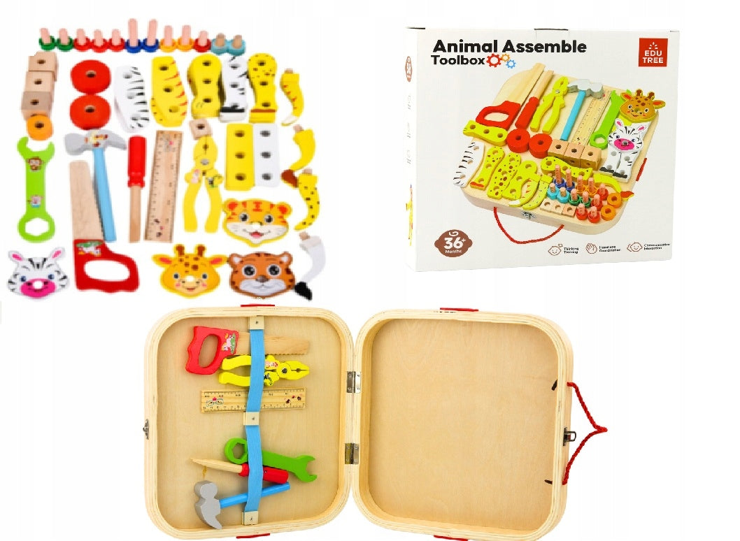 LARGE DIY WOODEN ANIMAL SET FOR TWISTING IN A 59EL SUITCASE