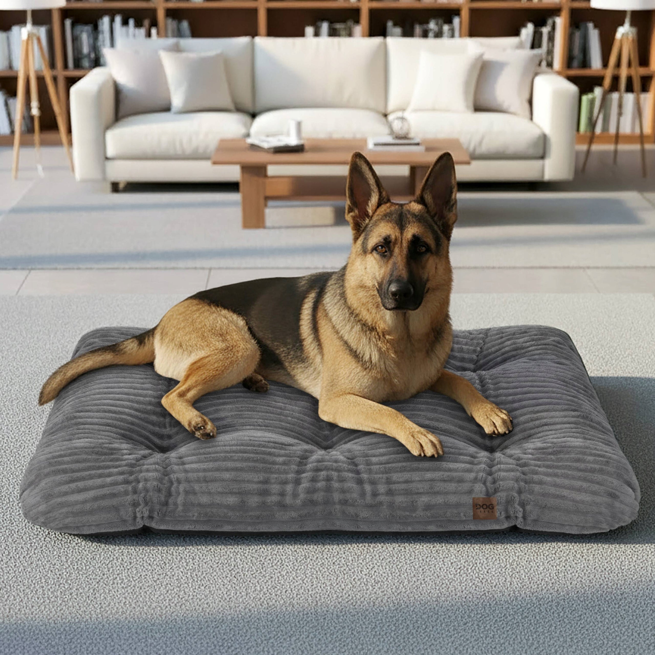 LARGE DOG BED 100x70 CM SOFT FUR STRIPES GREY THICK PILLOW Manufacturer code 38683 LEGOWISKO DON PERRO