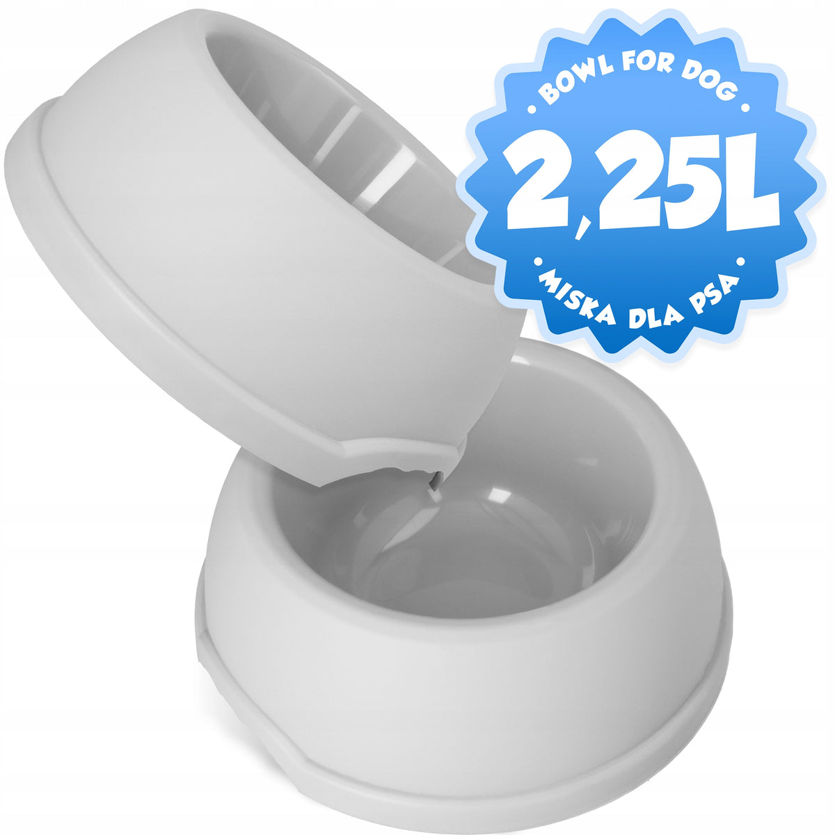 LARGE DOG BOWL 2,25 PLASTIC NON-SLIP WATER BOWL XL DURABLE F8 Brand no brand