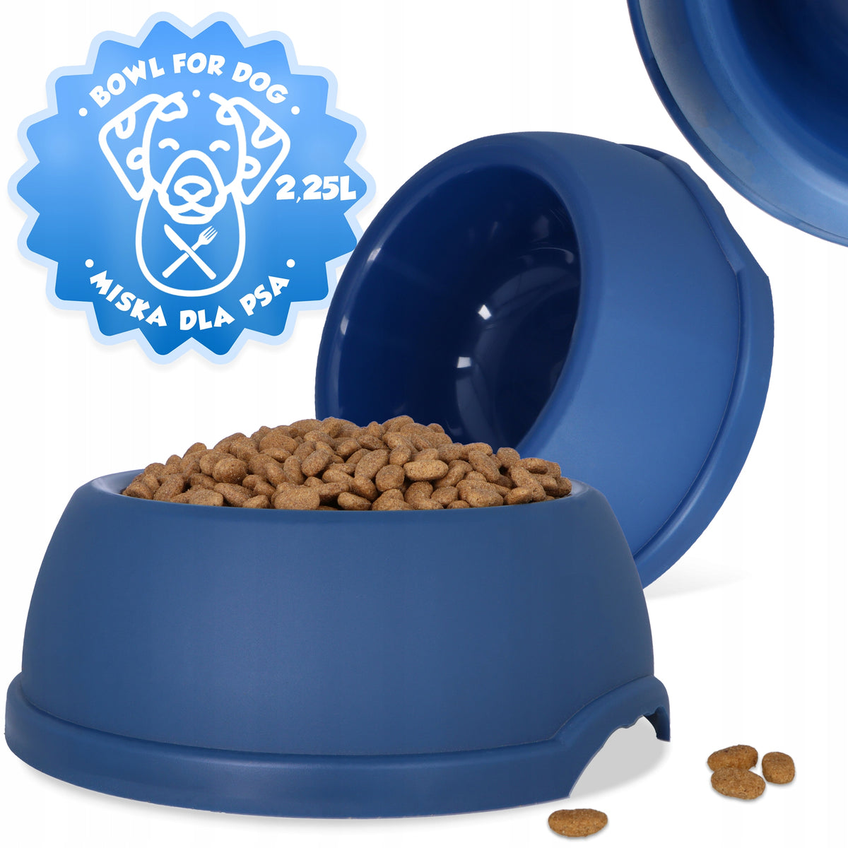 LARGE DOG BOWL 2,25 PLASTIC NON-SLIP WATER BOWL XL DURABLE F8