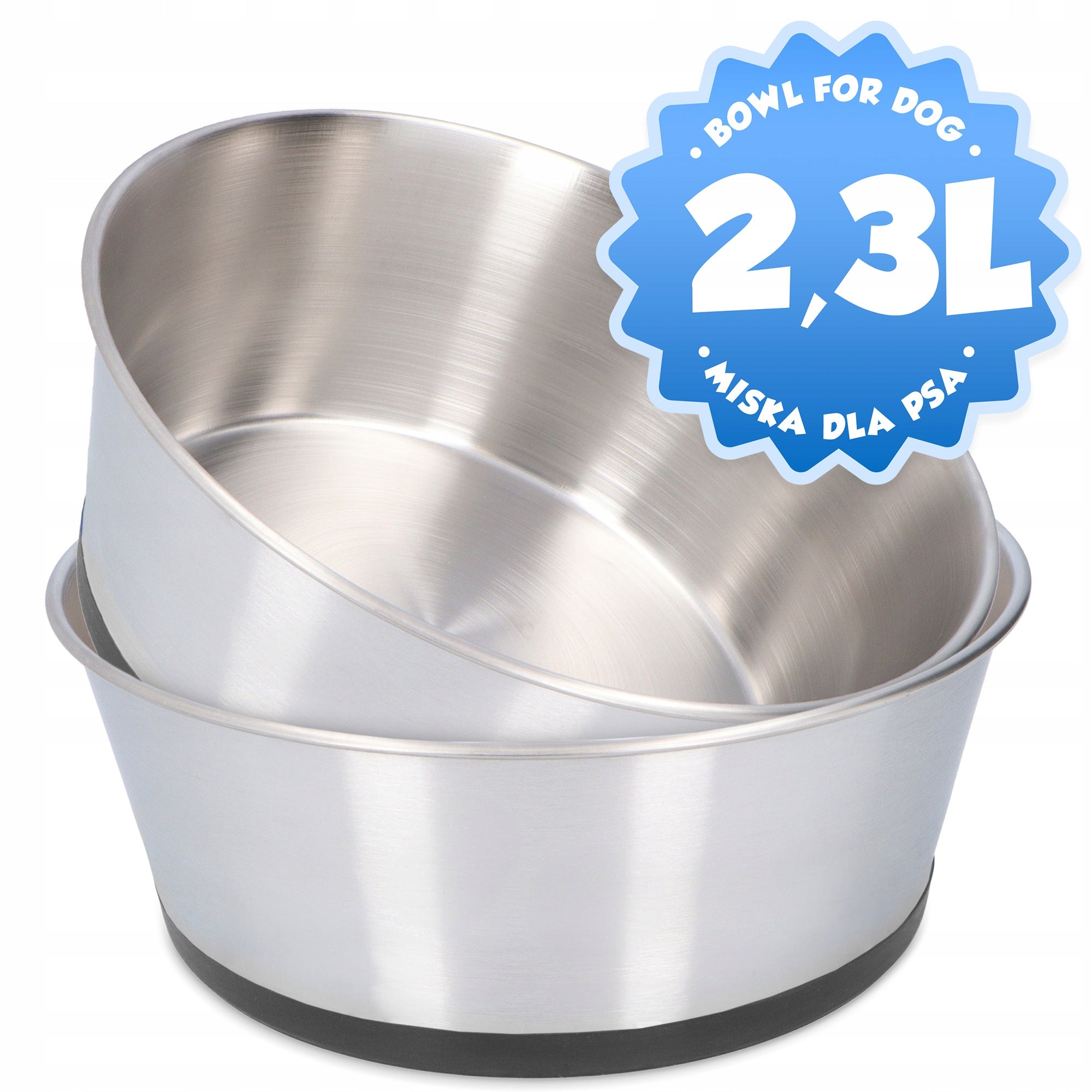 LARGE DOG BOWL 2,3 l Metal Bowl Stainless Steel Water Feed 4D Brand no brand