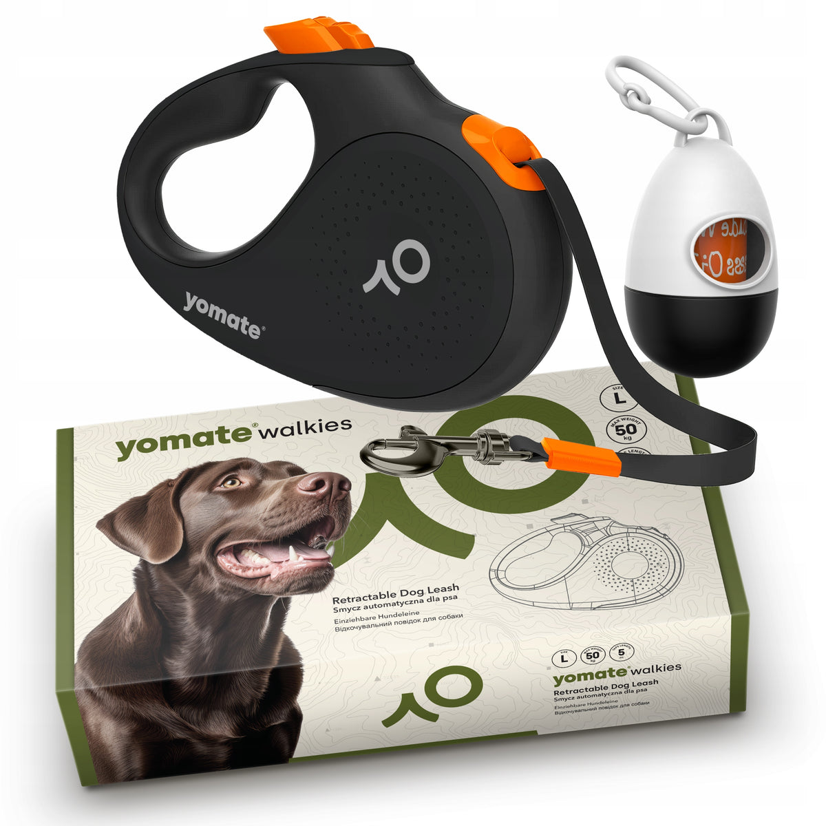 LARGE DOG UP TO 50 KG - LIGHTWEIGHT DOG LEASH / AUTOMATIC STRONG ROLL-UP TAPE
