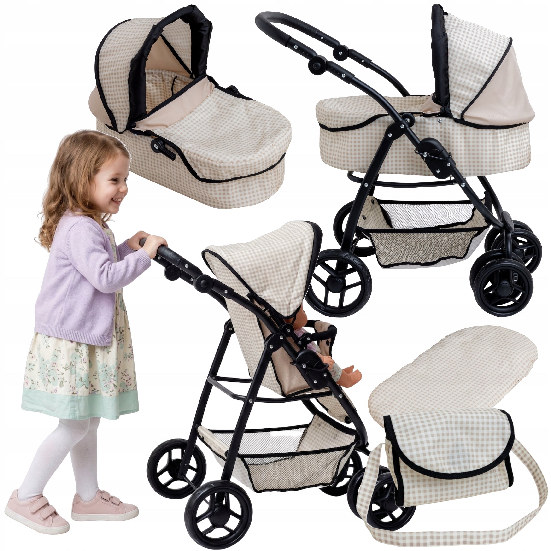 LARGE DOLL STROLLER multifunctional 4in1 deep walking + BAG bag