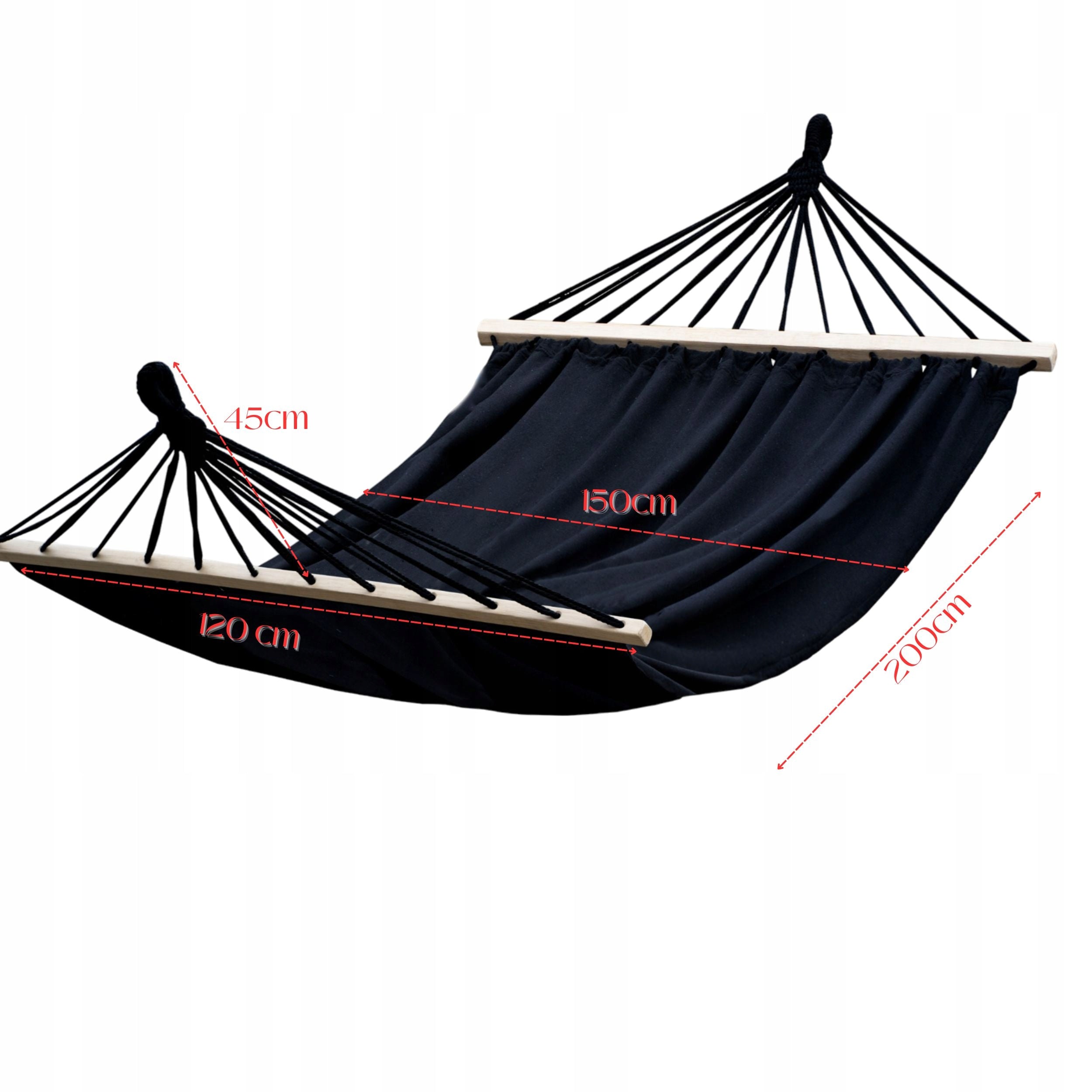 LARGE DOUBLE GARDEN HAMMOCK STRONG XXL 290x150 CM HEADBAND 120 CM + ROPES Manufacturer code Hamak Dwuosobowy Duży XXL Grafitowy - 35331