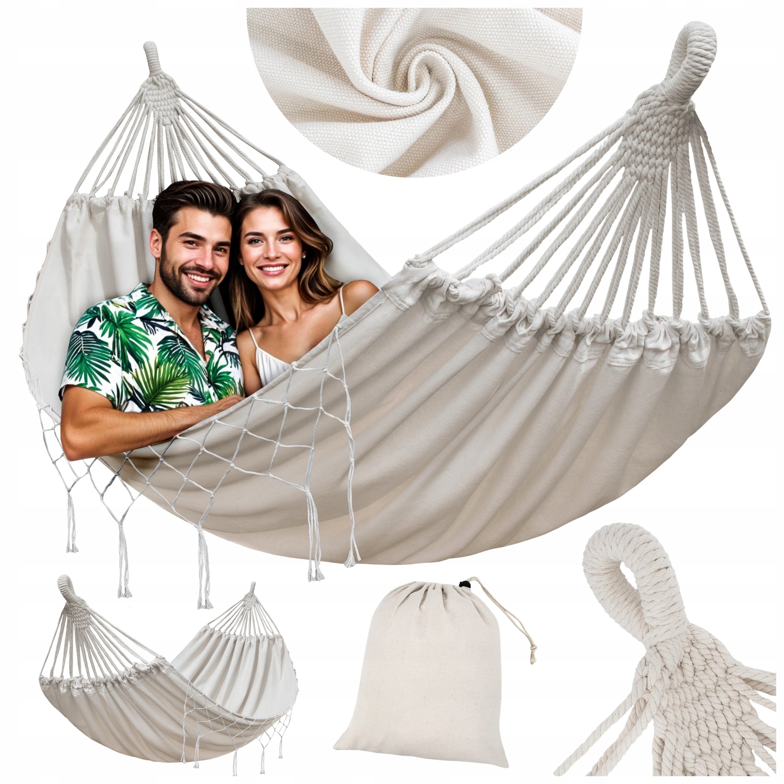 LARGE DOUBLE HAMMOCK XXL 280x150 CM GARDEN STRONG UP TO 150KG BOHO