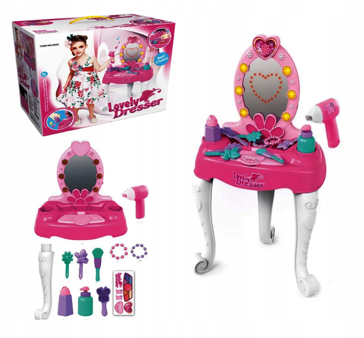 LARGE DRESSING TABLE FOR GIRLS PINK PLUS ACCESSORIES XXL Manufacturer code CezTom 3221