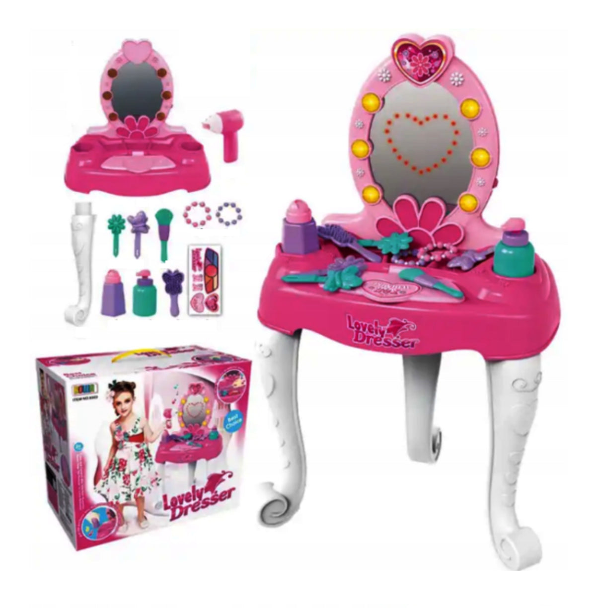 LARGE DRESSING TABLE FOR GIRLS PINK PLUS ACCESSORIES XXL Packaging status original