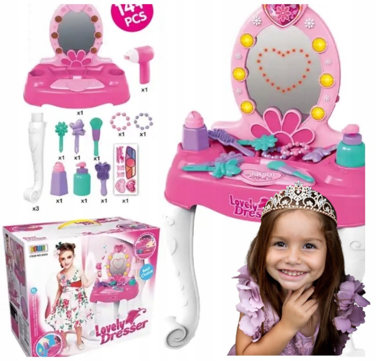 LARGE DRESSING TABLE FOR GIRLS PINK PLUS ACCESSORIES XXL