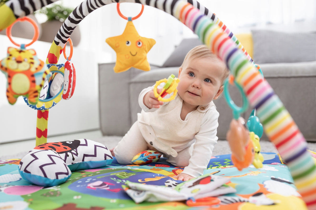 LARGE EDUCATIONAL MAT INTERACTIVE TOY PLAYPEN FUNCTION LIONELO ANIKA PLUS Manufacturer code LO-ANIKA PLUS BLUE/YELLOW