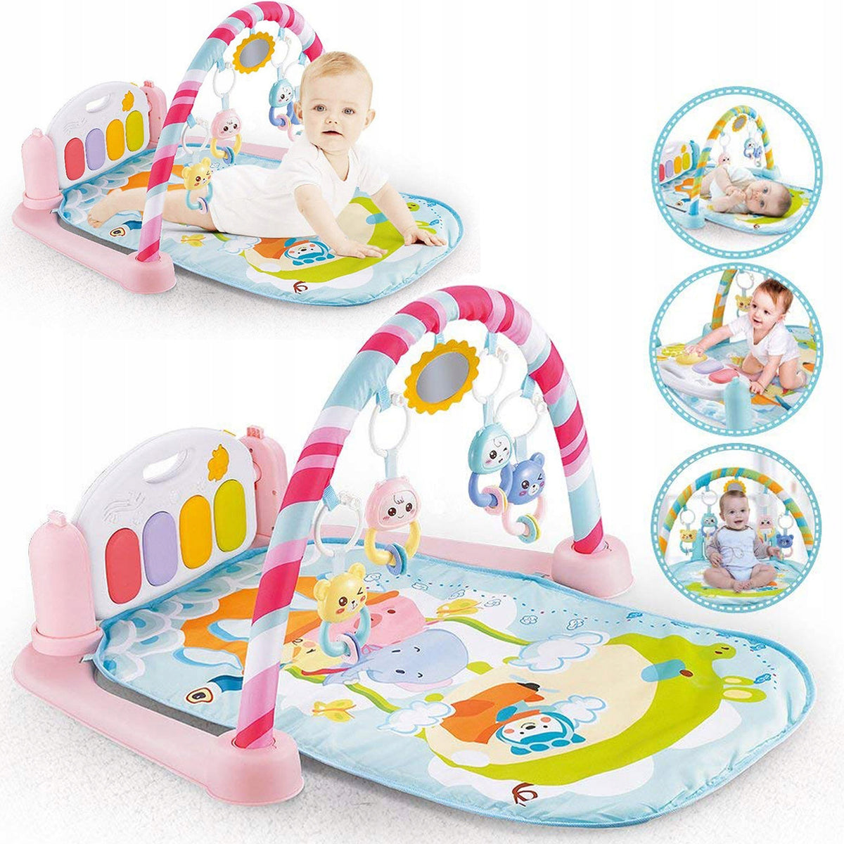 LARGE EDUCATIONAL MAT WITH PIANO INTERACTIVE 5IN1 PINK NICEKIDS