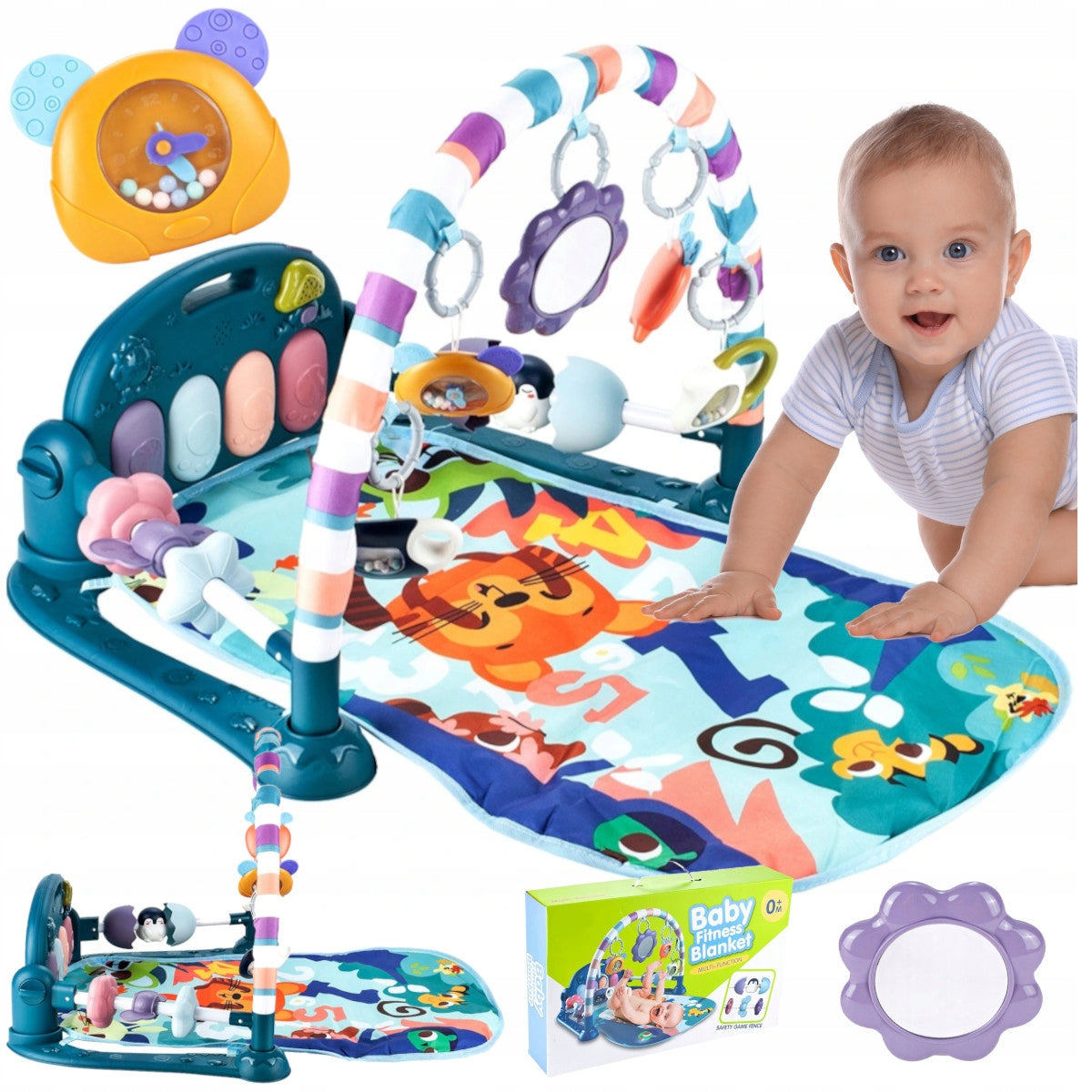 LARGE EDUCATIONAL MAT WITH PIANO Interactive For Baby with Toys Packaging status original