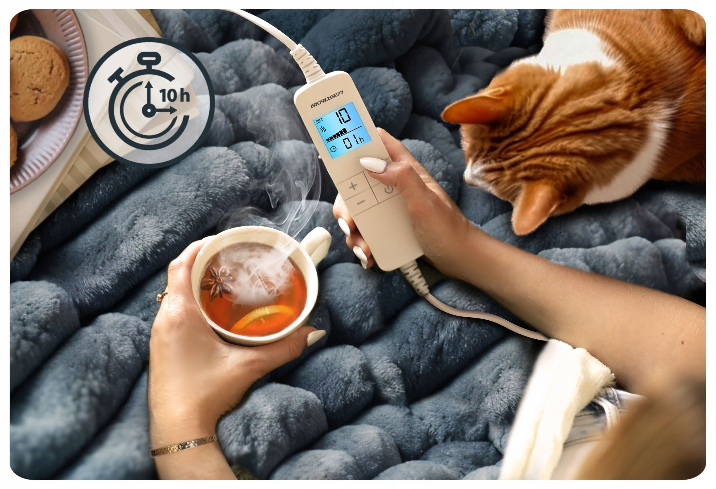 LARGE ELECTRIC BLANKET THICK SOFT 550gsm 180x160cm Heating Mat 160W Batteries included no