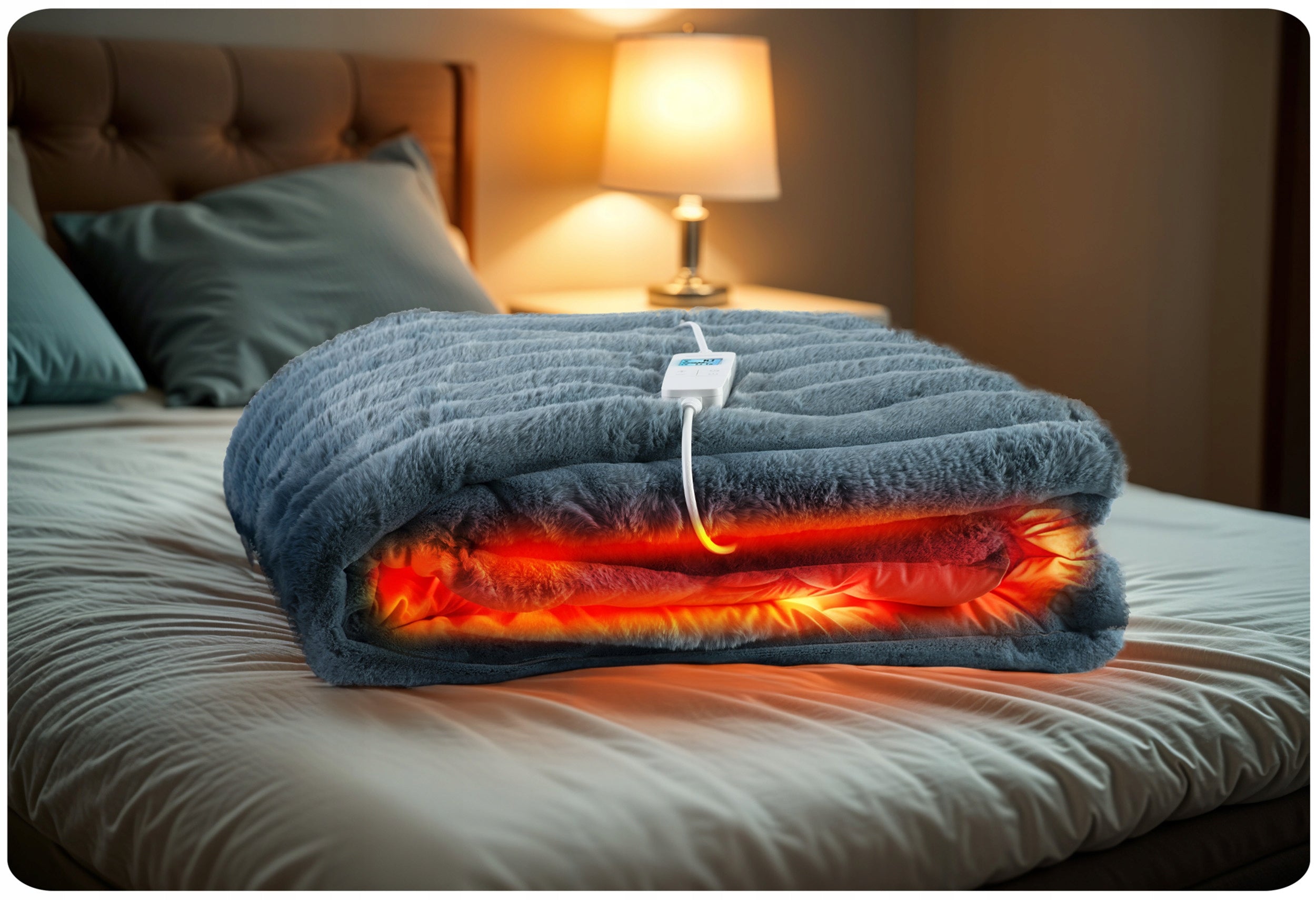 LARGE ELECTRIC BLANKET THICK SOFT 550gsm 180x160cm Heating Mat 160W Batteries included no