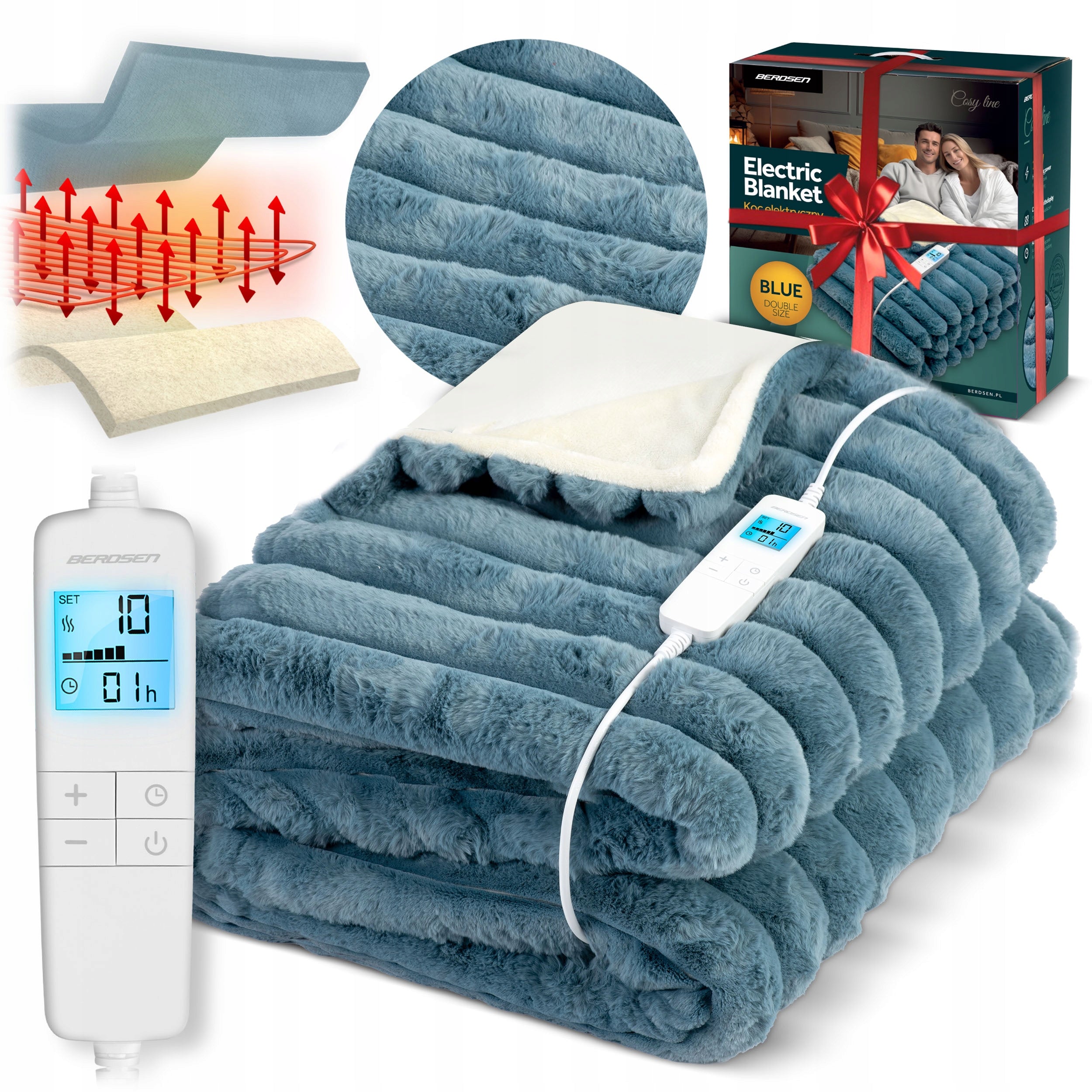 LARGE ELECTRIC BLANKET THICK SOFT 550gsm 180x160cm Heating Mat 160W