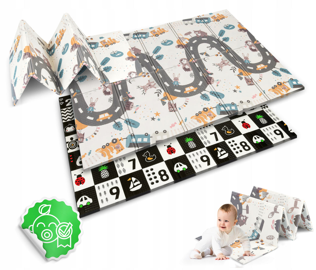 LARGE Educational Folding Foam Mat for Children 150x200 DOUBLE-SIDED NUKIDO Brand Nukido