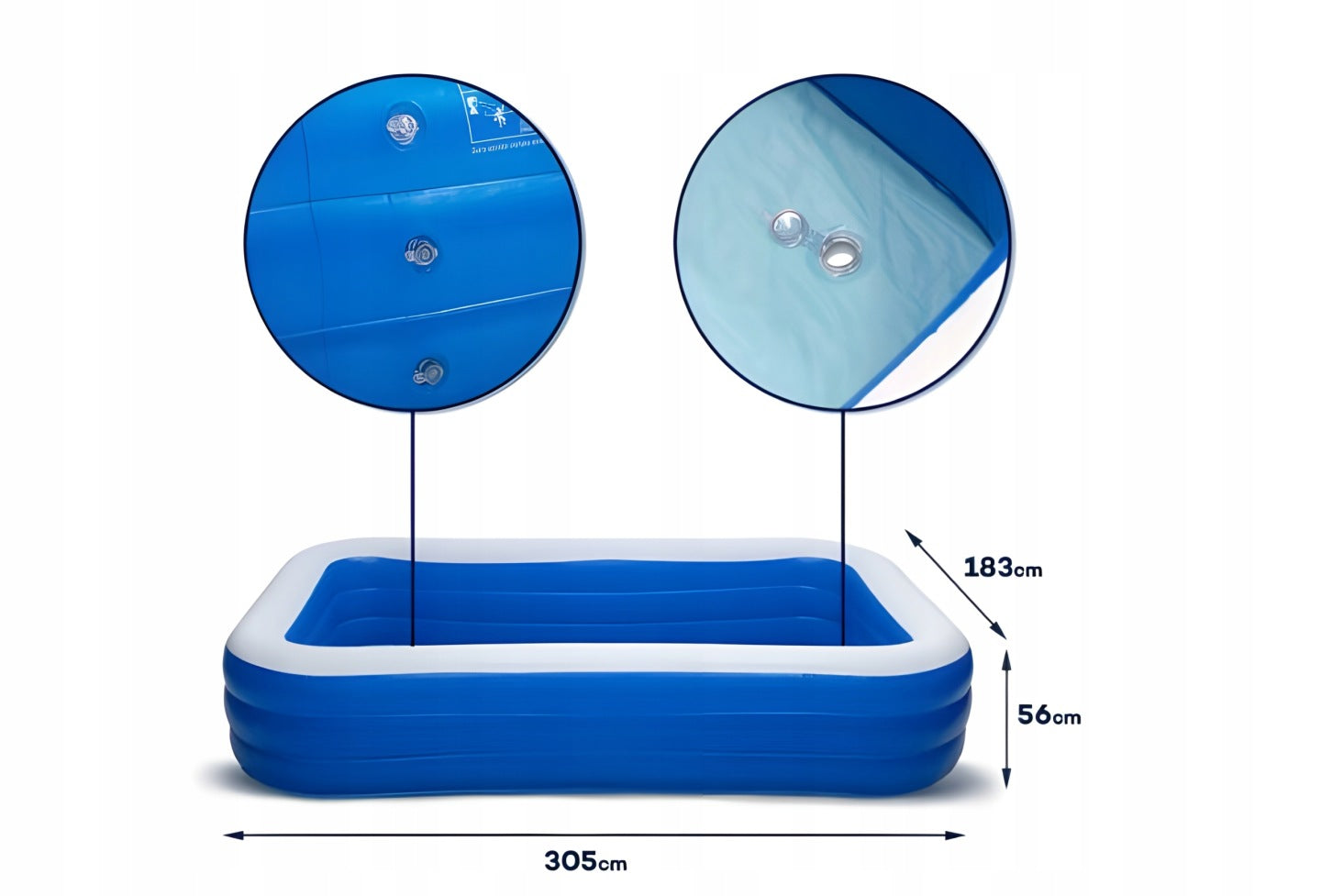 LARGE FAMILY INFLATABLE GARDEN POOL FOR KIDS FOR GARDEN 305 x 183 CM XXL Customs tariff code 95069990