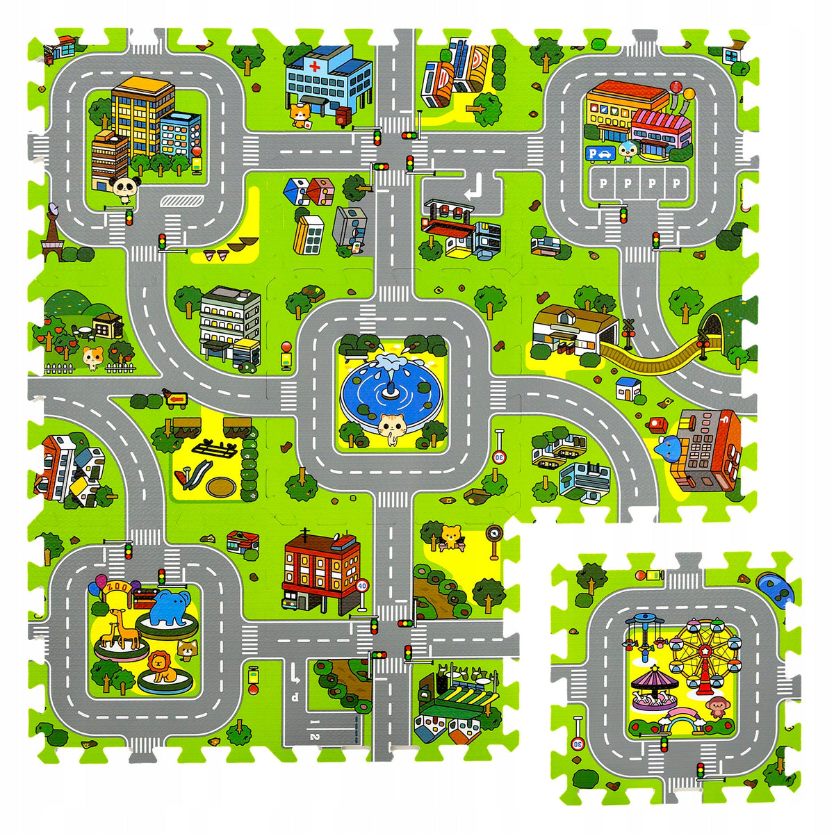 LARGE FLOOR MAT EDUCATIONAL THICK FOAM PUZZLE 90x90 STREETS CITY Manufacturer code 3445