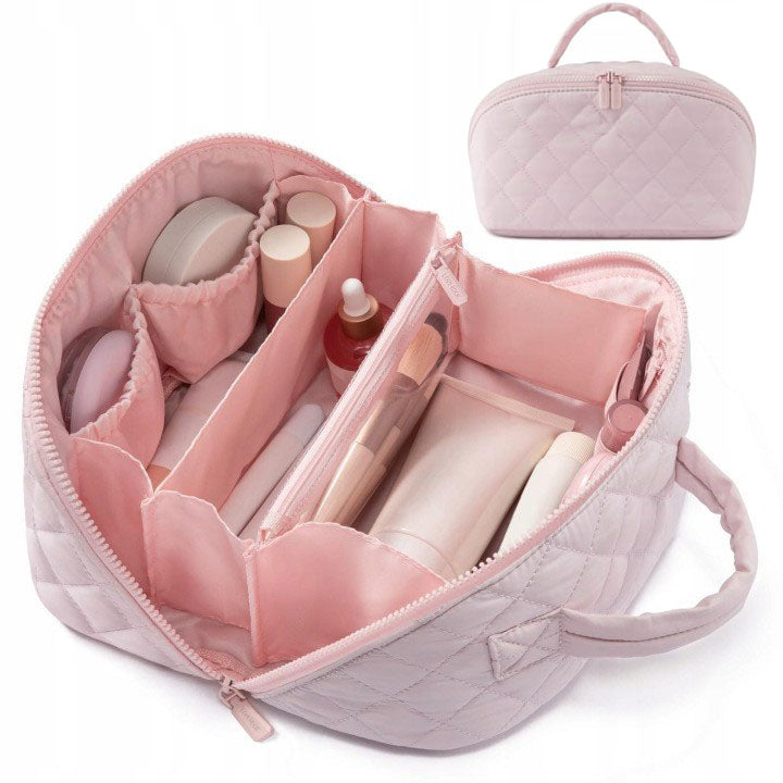 LARGE FLUFFY COSMETIC BAG 180° LAY-FLAT + Small storage bag,