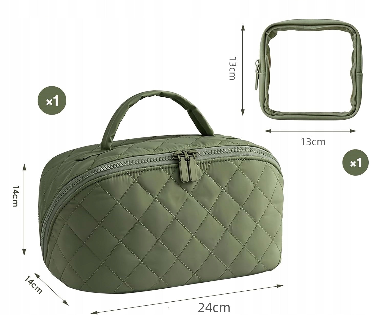 LARGE FLUFFY COSMETIC BAG 180° SPACIOUS, GREEN Packaging status original