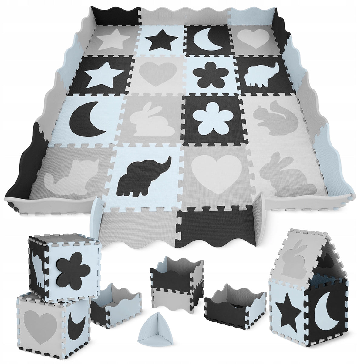 LARGE FOAM MAT EDUCATIONAL PUZZLE FOR CHILDREN THICK FOLDING PLAYPEN 16PCS.
