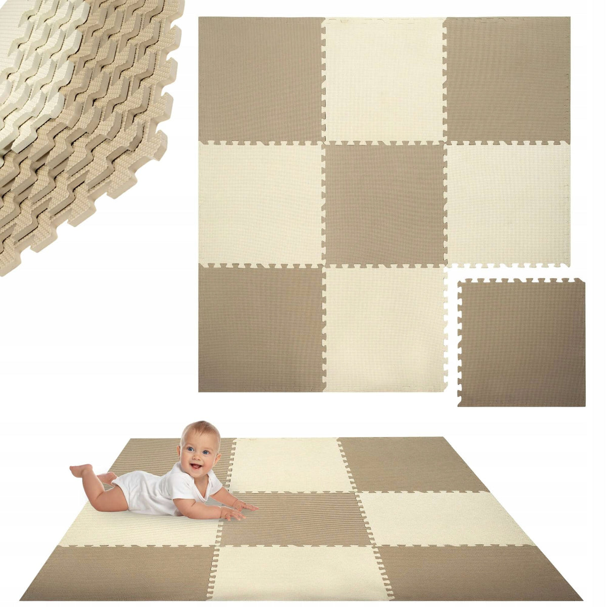 LARGE FOAM PUZZLE WATERPROOF MAT HUMBI COLOR FLOOR 180x180 9 PCS