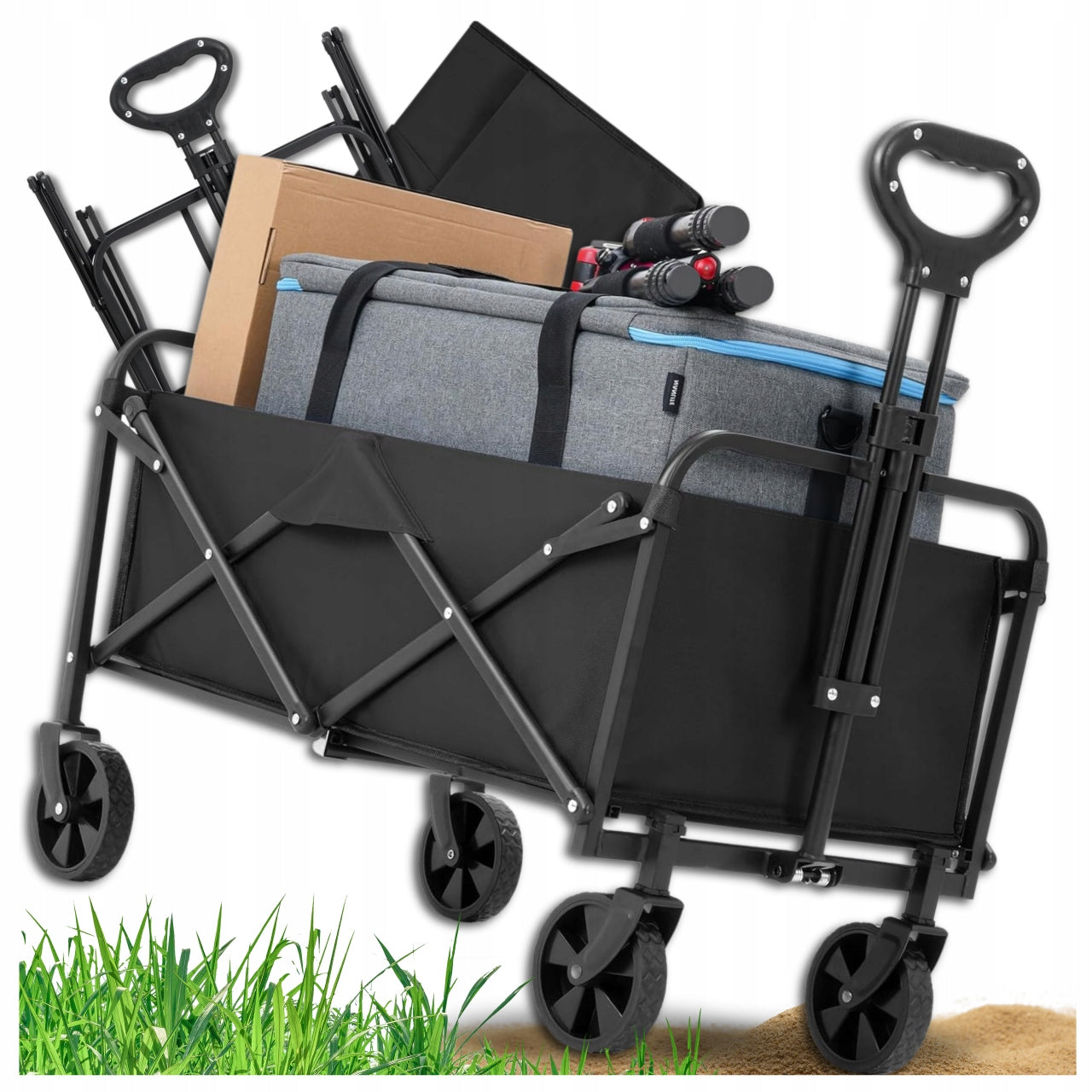 LARGE FOLDING BEACH HIKING TROLLEY TRANSPORT CAMPING TRAILER