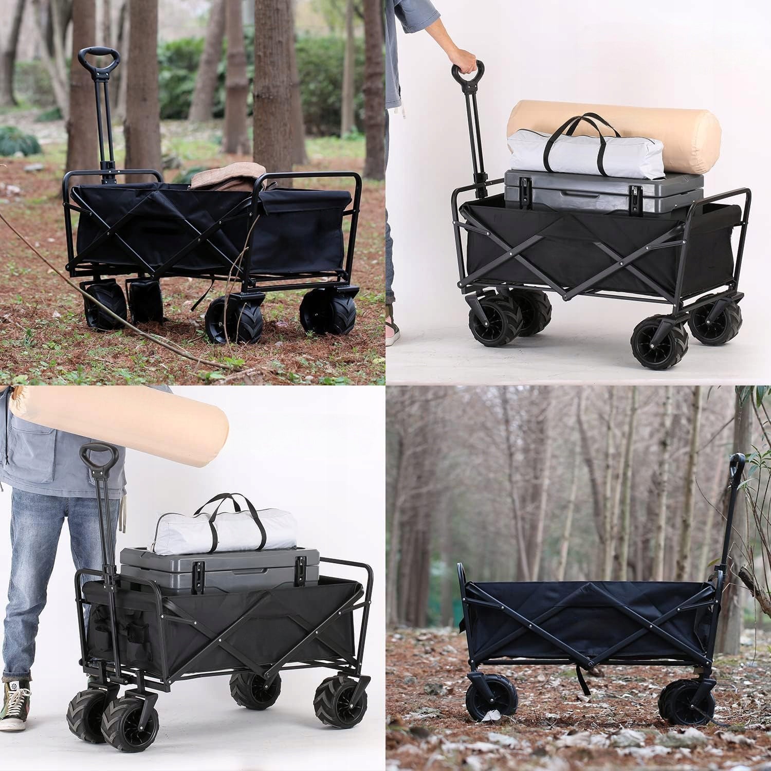 LARGE FOLDING BEACH TRANSPORT TROLLEY 100KG TRAILER 120L Product weight with unit packaging 7.3 kg