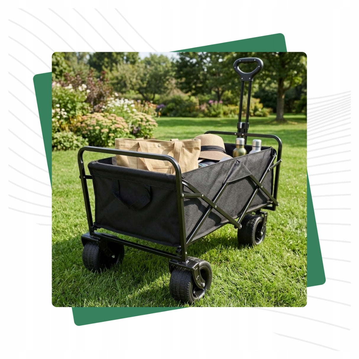 LARGE FOLDING BEACH TRANSPORT TROLLEY 150KG TRAILER 120L Manufacturer code Wózek szerokie koła skąłdany nośność 150kg