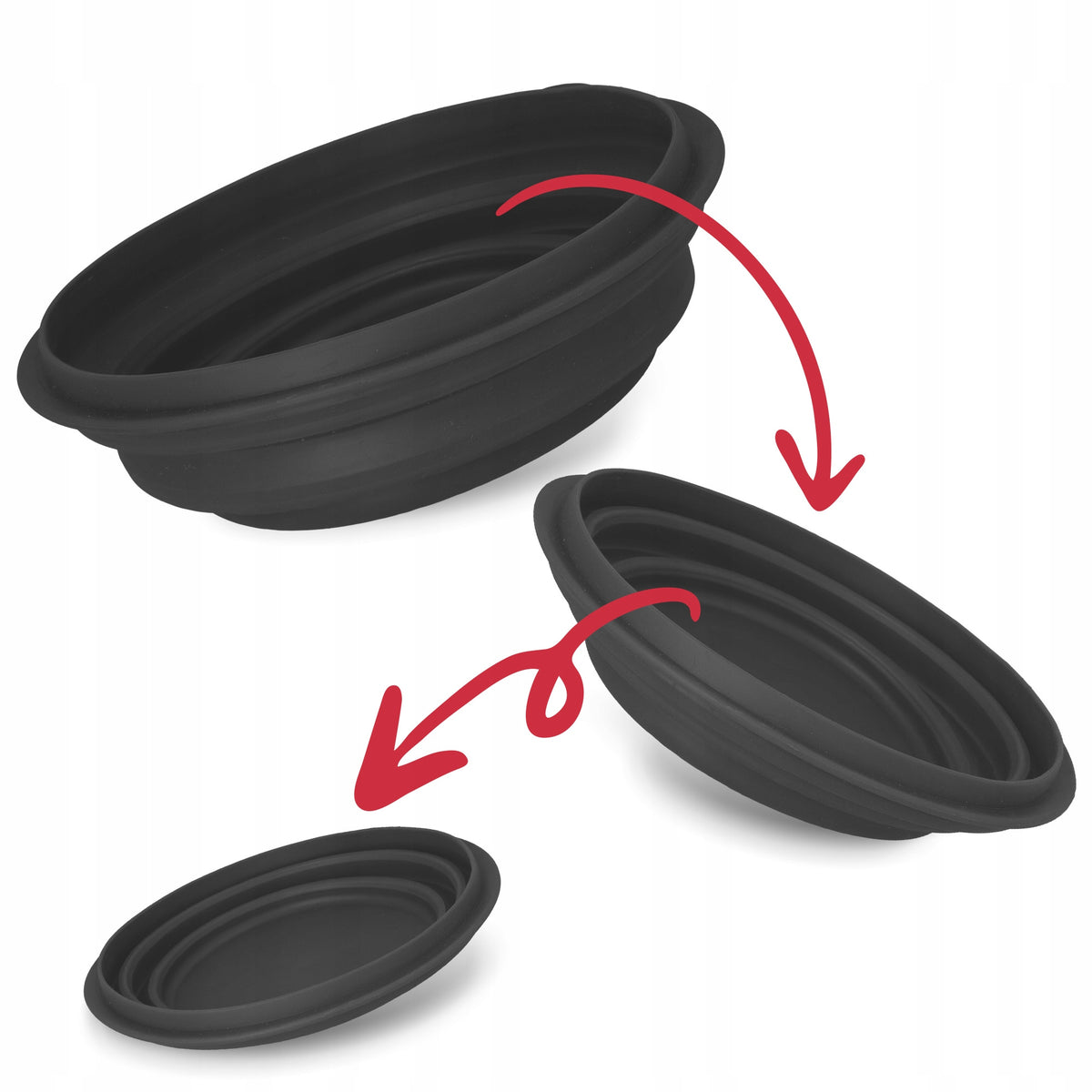 LARGE FOLDING BOWL FOR DOG 2 l TOURIST TRAVEL SILICONE WATER KAR IZ Packaging status original