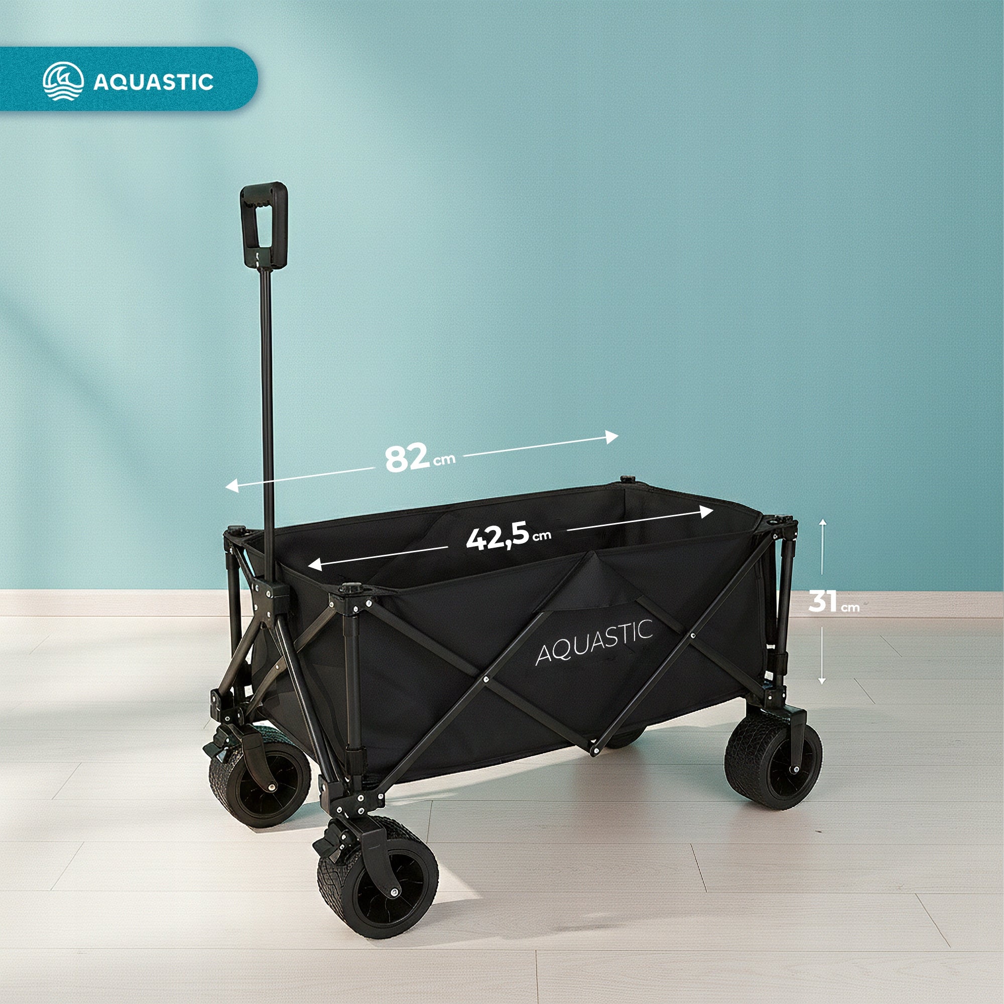 LARGE FOLDING Hiking Cart for Beach Camping Garden 127L AQUASTIC CARO Brand Aquastic