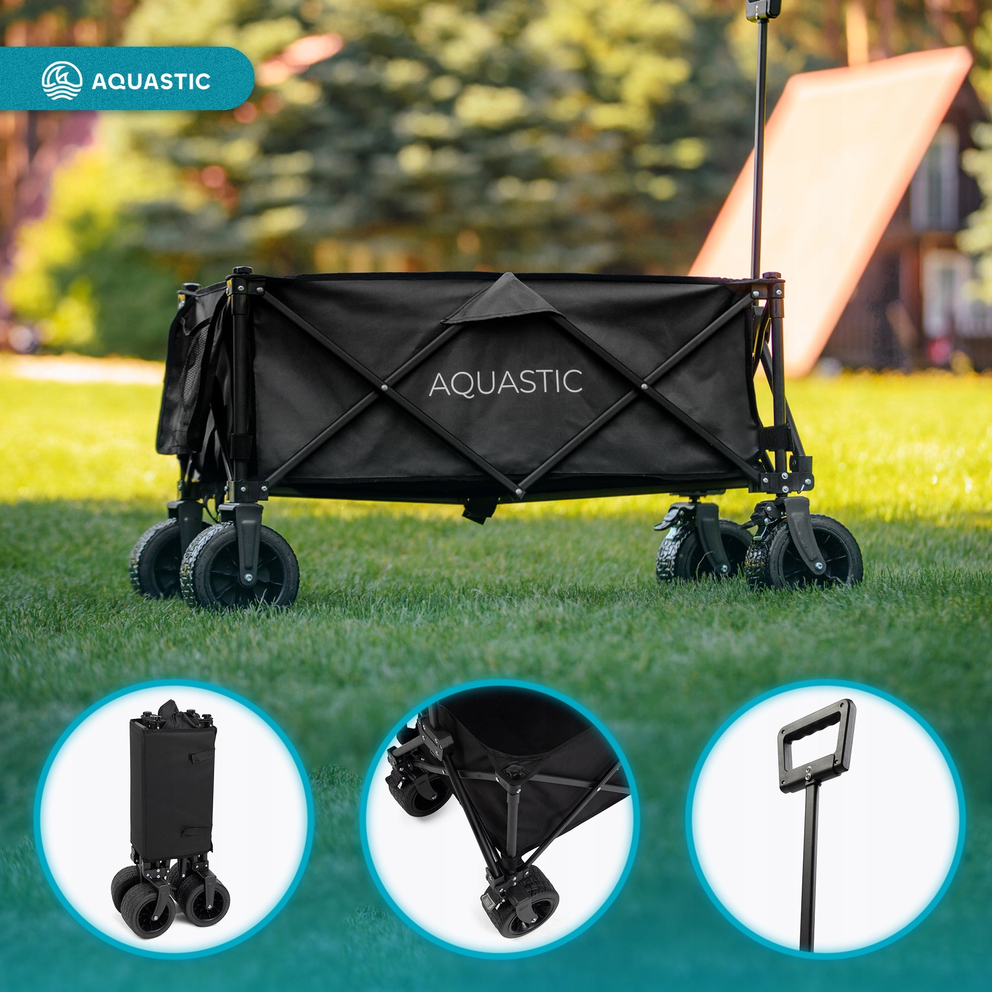 LARGE FOLDING Hiking Cart for Beach Camping Garden 127L AQUASTIC CARO Capacity 127 l