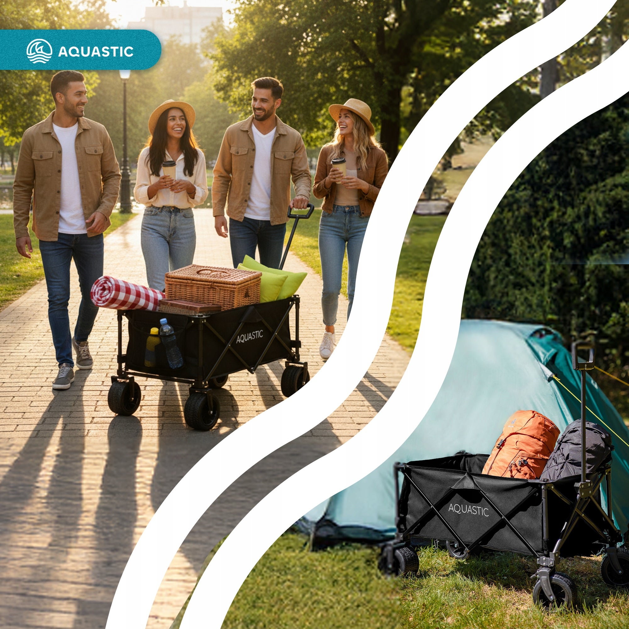 LARGE FOLDING Hiking Cart for Beach Camping Garden 127L AQUASTIC CARO EAN (GTIN) 5904823895858
